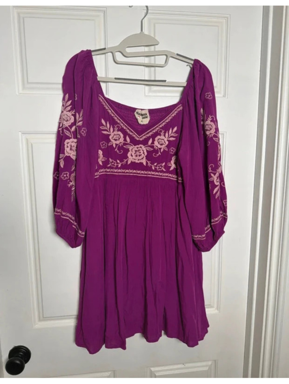 Savanna Jane Fuschia Pink Embroidered Dress Medium Boho